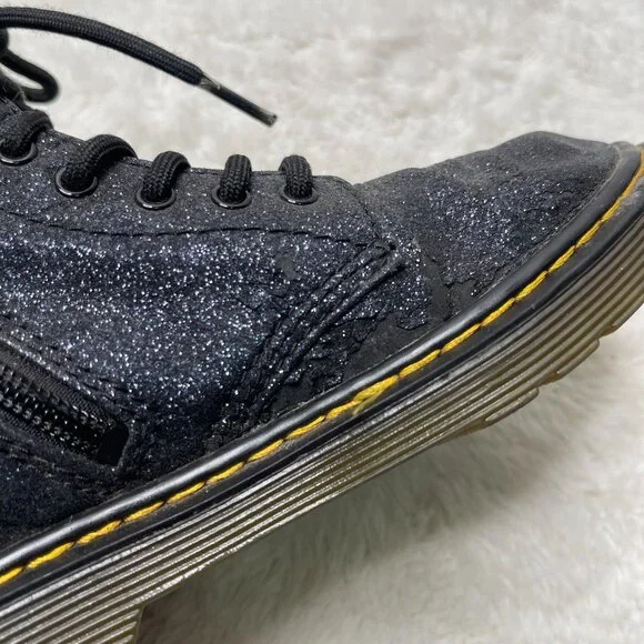 Dr. Martens Kid's Delaney Iridescent Glitter Combat Boots Lace Up Shoes Size 1 - Picture 8 of 11